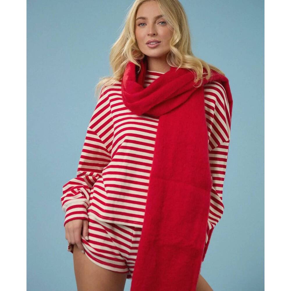 NEW TCEC peppermint stripe top and short set in red